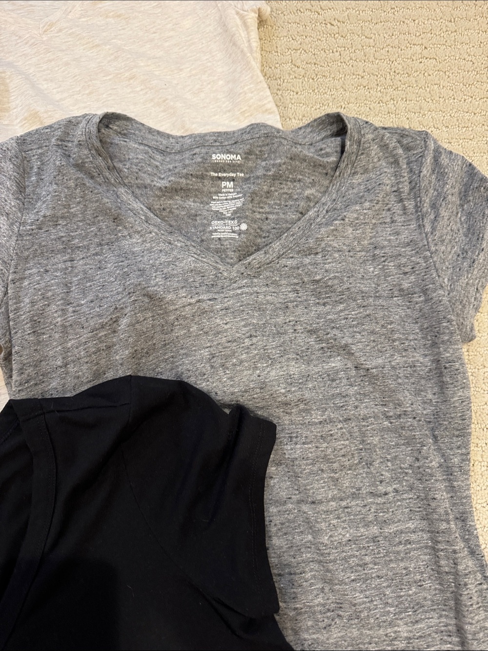 SO Women’s V-Neck Short Sleeve Tee — Black, Gray, Cream, Tan Bundle Medium - Picture 6 of 11